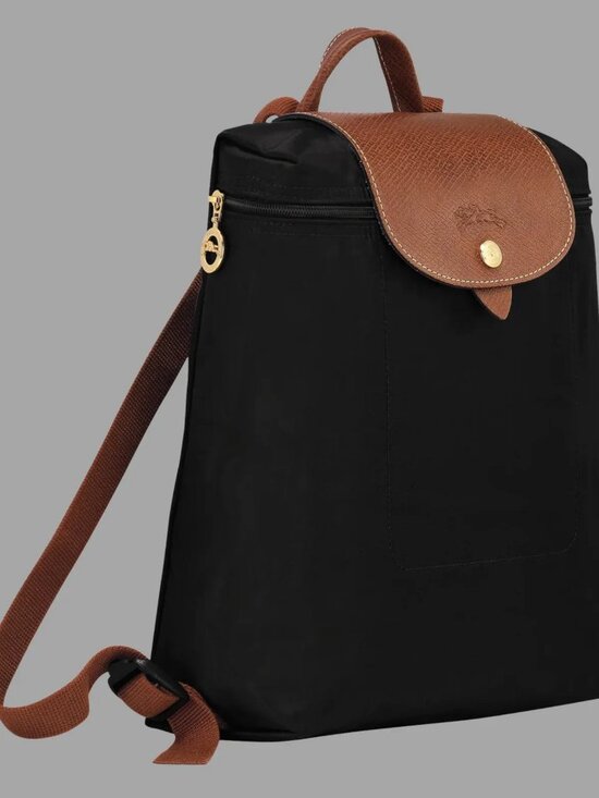 Longchamp Le Pliage Black Nylon Leather Backpack Authentic main image 7